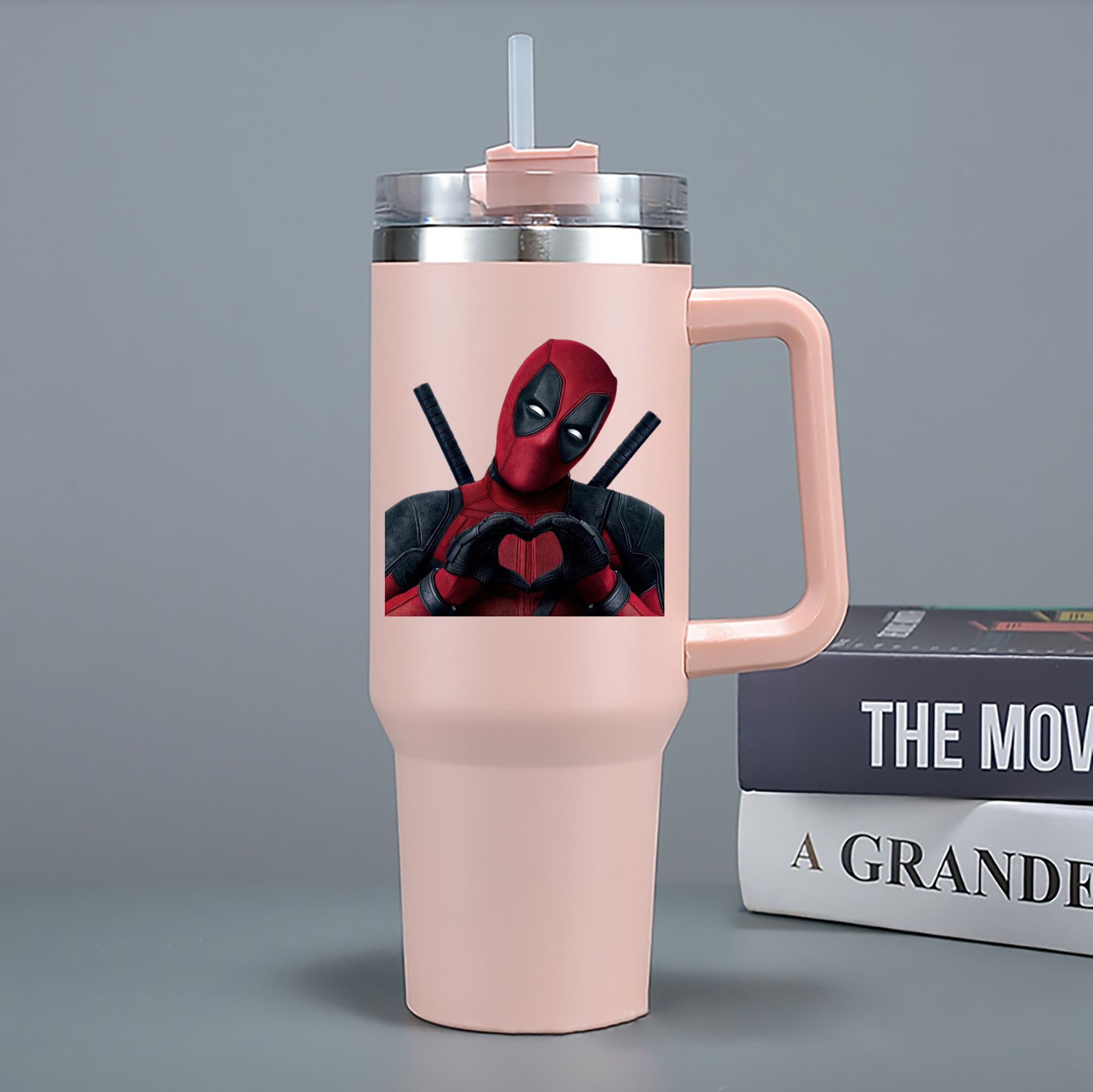 （画像用） Deadpool デッドプール 1200mL車用タンブラー - クリスタルステッカー（プラスチックストロー付き）